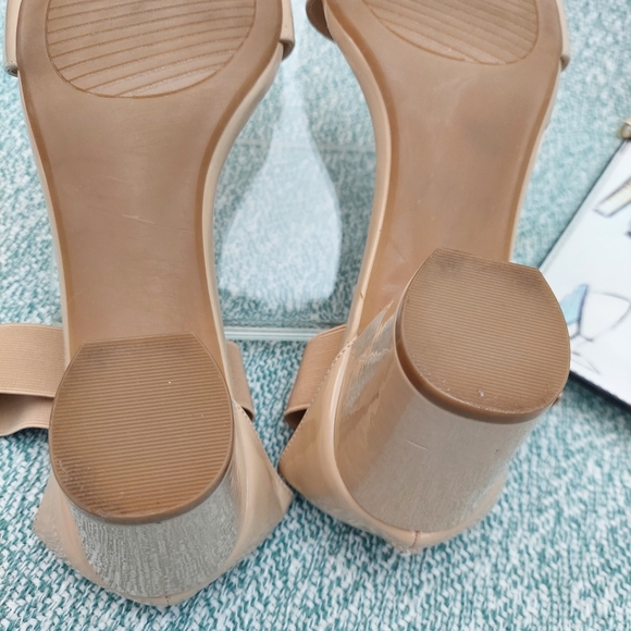 Beige Patent Dressy Sandals with Ankle Strap, sz 12 - Picture 8 of 10